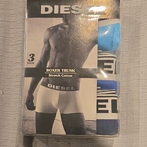 Diesel Men's Boxer Trunk 3-Pack - Blue Sky, Blue, and Blue Marin